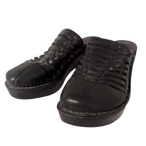 Born‎ Shoes Women's Slip On Clogs Heel Black Leather Woven  Size US 10 Event